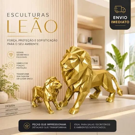 Leão Geométricos Sofisticação e Elegância 2 tamanhos 3 cores