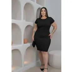 VESTIDO CAMISETÃO PLUS SIZE EM MALHA Vestido Moda Evangélica Vestido Básico Plus Size Camisetão