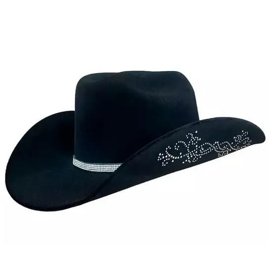 Chapéu Country Ana Castella 2.0 Arabesco Preto Bandinha de Strass