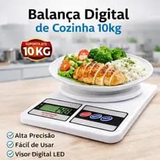 🍳 Balança de Cozinha Digital 10kg Branca | Balança de Alimentos Alta Precisão | Compacta e Portátil