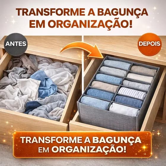 Organizador de Gaveta 9 Divisórias Colmeia Organizadora Roupas Jeans Camisetas Guarda Roupa