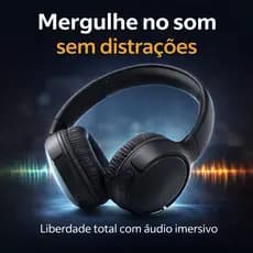 Fone Bluetooth Sem Fio On-Ear com Microfone Bluetooth 5.0 Headphone Confortável Preto