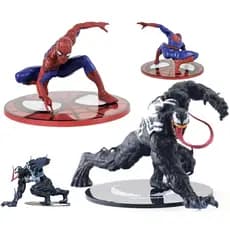 Kit 2 Bonecos Homem Aranha Venom Action Figure com Base Colecionável Geek Decoração PVC