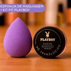 Kit Pó Solto Translúcido Playboy Facial Finalizador Super Fino + Esponja Gota Maquiagem