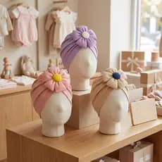 Touca Turbante Bebê com Flor Faixa Infantil Recém Nascido Várias Cores