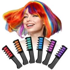 Kits Pentes com Tinta Colorida 6 Cores para Cabelos Diversos Carnaval