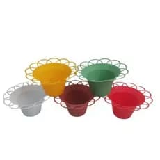 Kit 5 Vasos Cestinha Redondo para Flores e Plantas Artificiais Decoração Jardinagem Decorativa