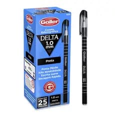 Caneta Esferográfica Delta Preta 1.0mm C/ 25 Unidades - Goller