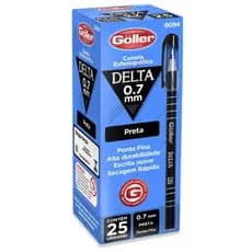 Caneta Esferográfica Delta Preta 0.7mm C/ 25 Unidades - Goller