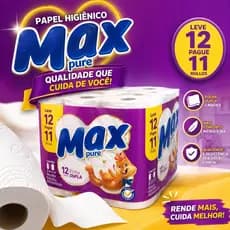 Papel Higienico max pure Folha Dupla 12 Rolos 30m Leve 12 Pague 11 Macio Oferta Premium neutro