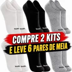 Kit 6 Meias Hoahi Invisivel Cano Baixo Algodao Antiderrapante Unissex Macia Confortavel Original
