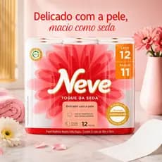 Papel Higienico Neve Toque Seda Folha Dupla 12 Rolos 30m Leve 12 Pague 11 Macio Oferta Premium