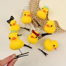 KIT12 unidades Crianças Engraçadas Clipes De Cabelo De Pato Amarelo Pequeno Meninas Lovely Flocking Hairpin