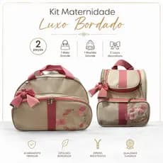 Kit Bolsa Maternidade Luxo 2 Pecas Termica Impermeavel Bordado BORBOLETA SAFARI TROCADOR