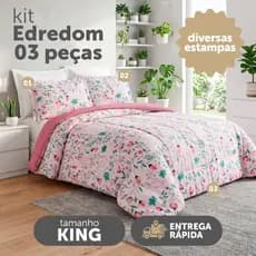 Kit Edredom Naturale Casal King Sizes Dupla Face 3 Pecas 200 Fios Micropercal