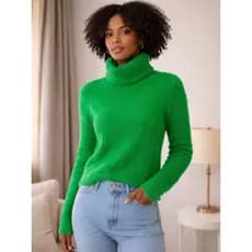 Blusa de Gola Alta em Lã de Coelho – Macia, Elegante e Confortável Coelho com Gola Alta | Sofisticação e Conforto