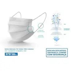 Máscara Descartável De Proteção Facial Tripla BYD Caixa C/ 50 Peças Modelo Branco  top da linha original