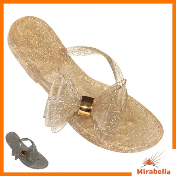 Sandália Glitter Chinelo Feminino Rasteirinha Laço Glitter