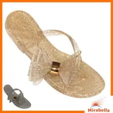 Sandália Glitter Chinelo Feminino Rasteirinha Laço Glitter