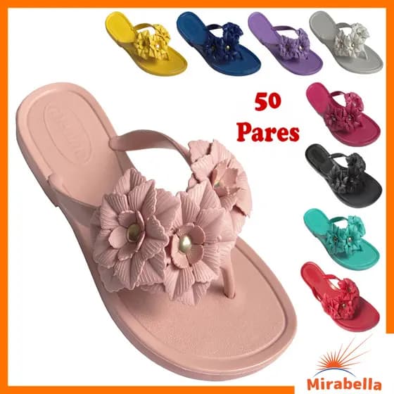 Kit 50 Pares Chinelo Feminino ADULTO Sandálias Revenda Atacado Mirabella