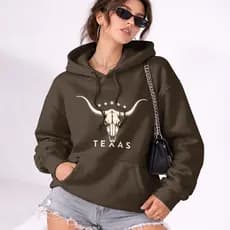 Moletom Canguru Unissex Para O Inverno Com Estampa De Rodeio Boi Texas Estilosa