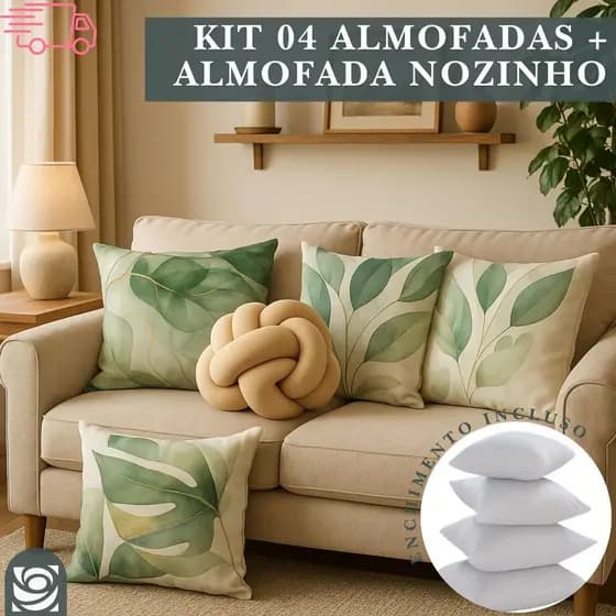 Kit 04 Almofadas Digitais Cheias Estampas Digitais com Almofada de Nó