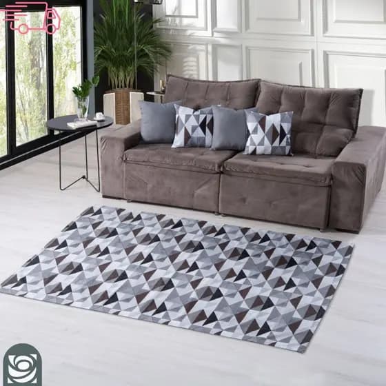 KIT TAPETE SALA QUARTO GEOMETRICO 1M X 1,40M + 04 CAPAS GORGURINHO 45CMX45CM JOGO COMPLETO