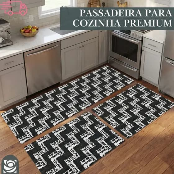 Kit Tapete E Passadeira Cozinha Com 3 Peças Promoção
