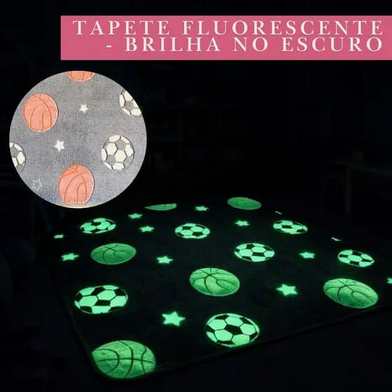Tapete Infantil Brilha no Escuro Divertido Antiderrapante 1m x 1,40m Decoração Quarto Infantil