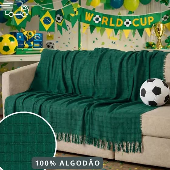 Manta para Sofá Luxo 100% Algodão Protege Sofá Decoração