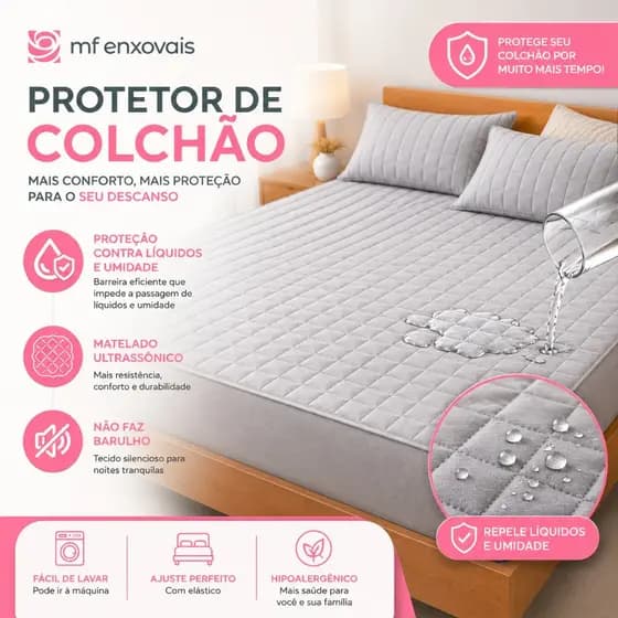 Capa Protetora Impermeável com Elástico Colchão Cama Solteiro, Casal, Queen e King Matelado
