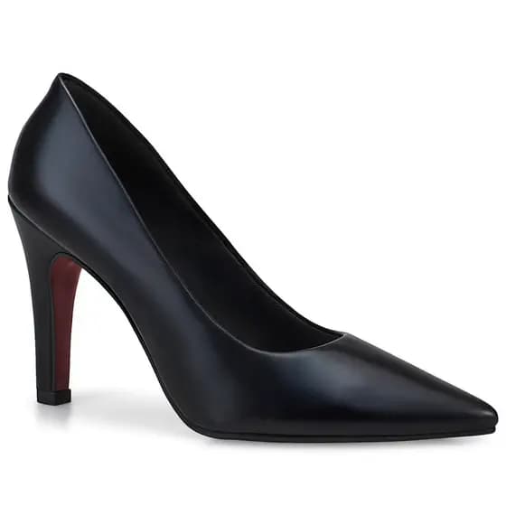 Scarpin Sapato Feminino Salto Fino Preto Sola Vermelha Moda-4000