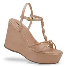 Sandalia Feminina Salto Anabela Tiras Plataforma Fivela 20803