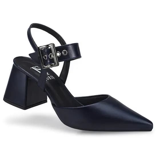 Sapato Social Scarpin Feminino Bico Fino Salto Bloco Fivela 18400