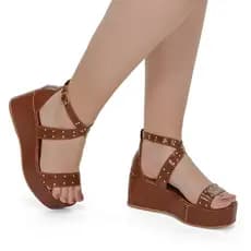 Anabela Salto Plataforma Sandalia Tiras Spaike Moda Confortavel 410