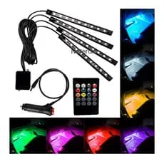 Led Neon Rgb Luz Interno C/controle Acessórios Carro Tuning