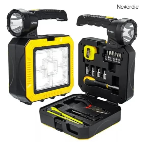 Lanterna Carregamento Solar Led Caixa de Ferramenta Recarregável Power Bank Pesca Acampamento
