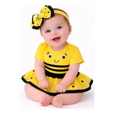 Body Personalizado bebê Mesversário Fantasia Abelhinha Luxo + laço + saia tule