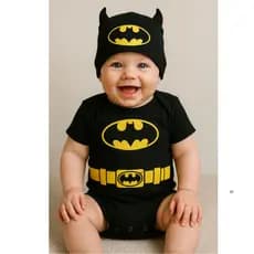 Body Bebê Mesverssário Personalizado Menino Herói Batman + boina morcego