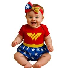 Body Bebê personalizado Mesversário Mulher Maravilha fantasia infantil