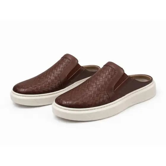 mule masculino  tênis calce facil slip on sola alta casual iate calcanhar aberto trançado