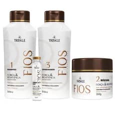 Kit Triskle Força Resistência Shampoo Condicionador 500ml Máscara Hidratação Fortalecimento 350g