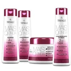 Kit Triskle Mais Q Onda Ondulados Shampoo Condicionador 300ml Máscara 300g Modelador 3ABC 500ml