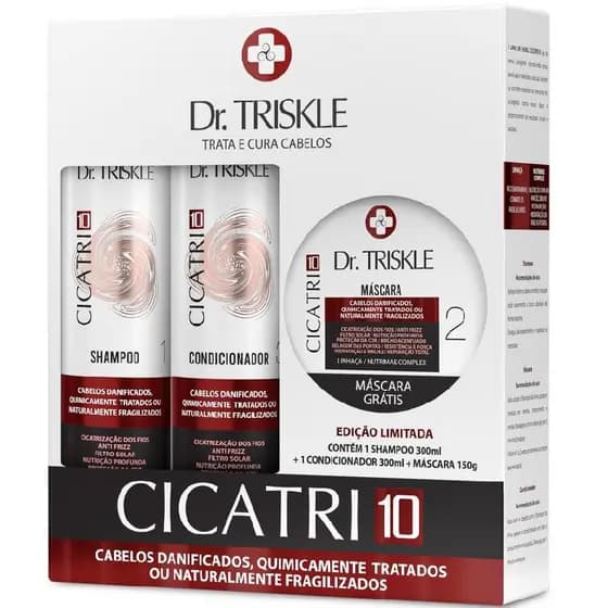Kit Dr. Triskle Cicatri 10 Shampoo 300ml Condicionador 300ml Máscara Reparação Cicatrização 150g