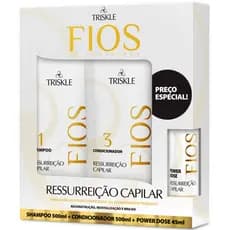 Kit Triskle Fios Porcelana Ressurreição Capilar Shampoo 500ml Condicionador 500ml Megadose 45ml