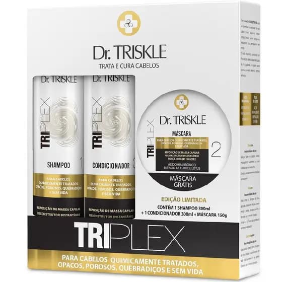 Kit Dr. Triskle Tratamento Triplex Shampoo 300ml Condicionador 300ml Máscara Reparação 150g