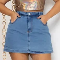Shorts Saia Jeans Feminino Plus Size Com Fenda Lateral Premium