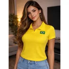Blusa Polo Feminina Brasil Canelada Baby Look Feminina Alta Qualidade 2026