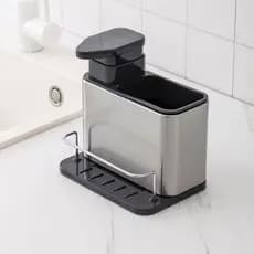 Porta Detergente Bucha e Utensílios de Cozinha Dispenser Louça Liquido Inox Preto