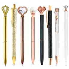 Kit 3 Peças Canetas Esferográficas Luxo Glitter e Strass Papelaria Escola Escritório Clinica